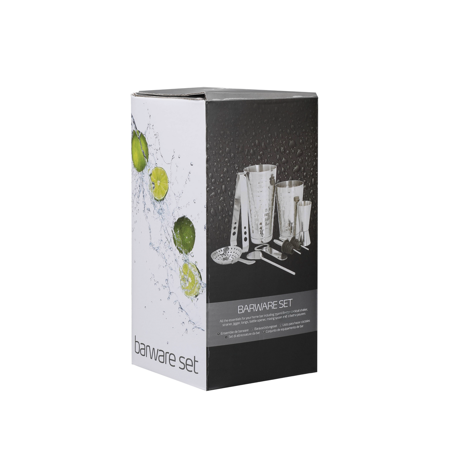Luxe cadeauverpakking van de BarCraft cocktailset, perfect als stijlvol geschenk voor cocktailfans en feestelijke gelegenheden. Verkrijgbaar bij Sherlocks Place