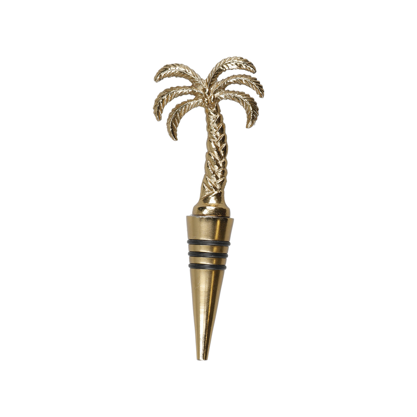 Gouden palmboom-flessenstop van Barcraft, stijlvol en decoratief, perfect voor wijnliefhebbers en designliefhebbers – verkrijgbaar bij Sherlocks Place.