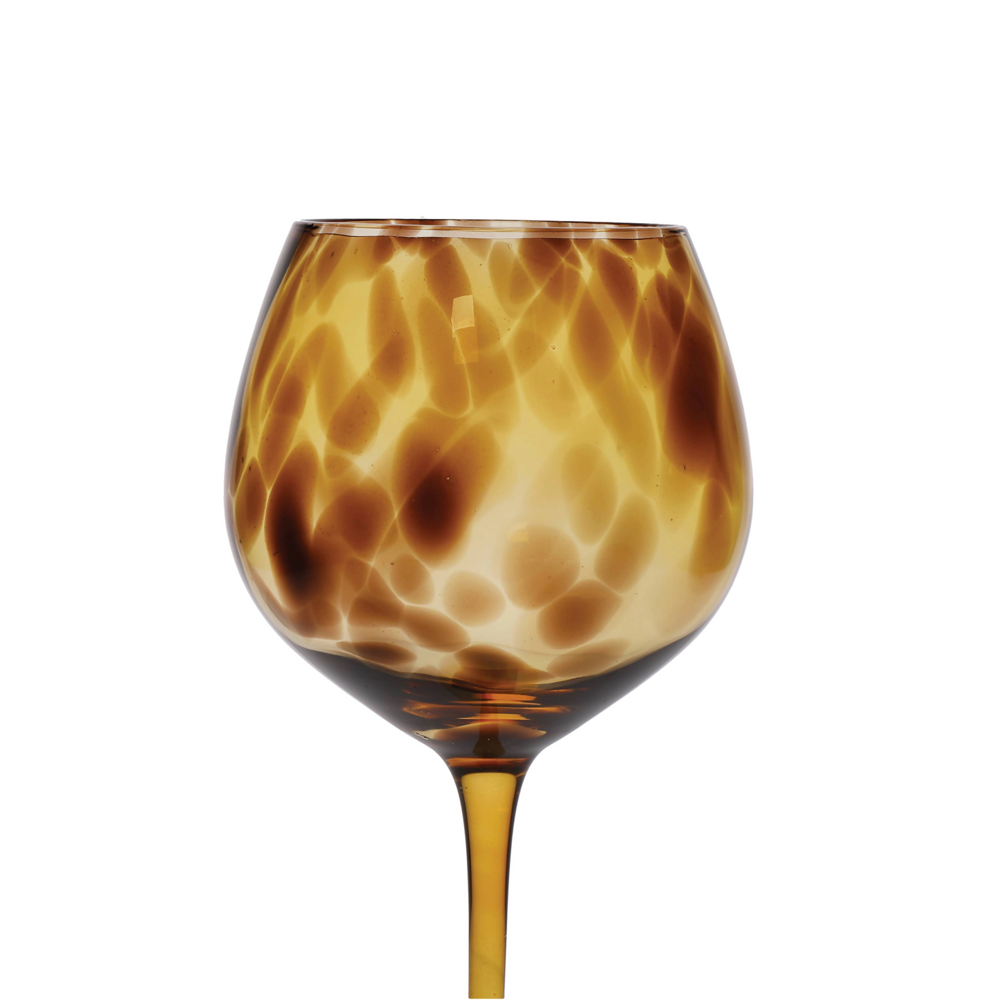 Close-up van één gin glas met luxe schildpadmotief, benadrukt de unieke kleur en glasstructuur. Verkrijgbaar bij Sherlocks Place.
