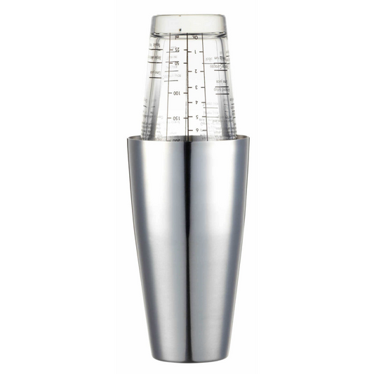 Boston cocktailshaker van BarCraft met roestvrijstalen beker en glazen maatbeker met receptmarkeringen – ideaal voor homebartenders, verkrijgbaar bij Sherlocks Place.
