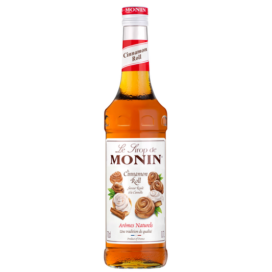 Fles Monin siroop Cinnamon Roll Heerlijk in koffies, desserts, cocktails en frappes. Verkrijgbaar bij Sherlocks Place Rotterdam 