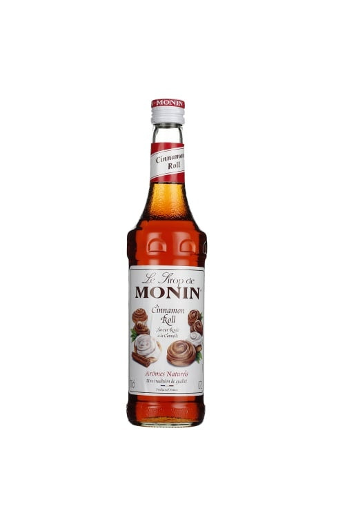 Een Fles Monin Cinnamon Roll 70cl siroop, verkrijgbaar bij Sherlocks Place Rotterdam