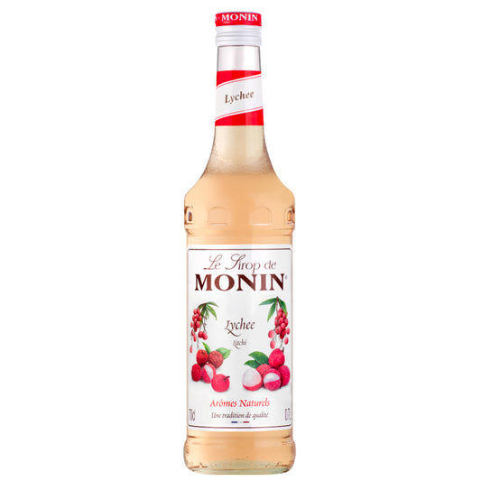 Product foto Fles Monin Lychee 70cl siroop Verkrijgbaar bij Sherlocks Place Rotterdam