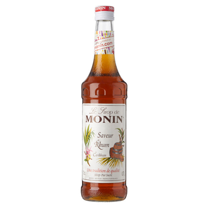 Fles van Monin siroop met Caribbean Rum 70cl verkrijgbaar bij Sherlocks Place Rotterdam
